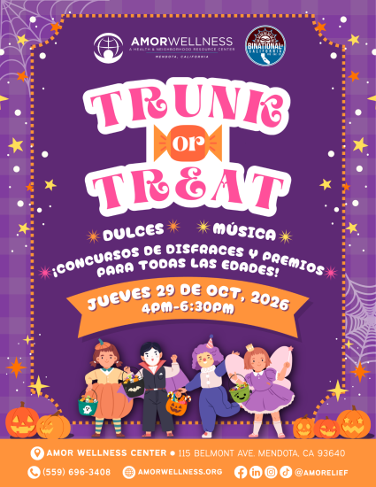 10.29.2026 AMOR Wellness Trunk or Treat Flyer- Spanish